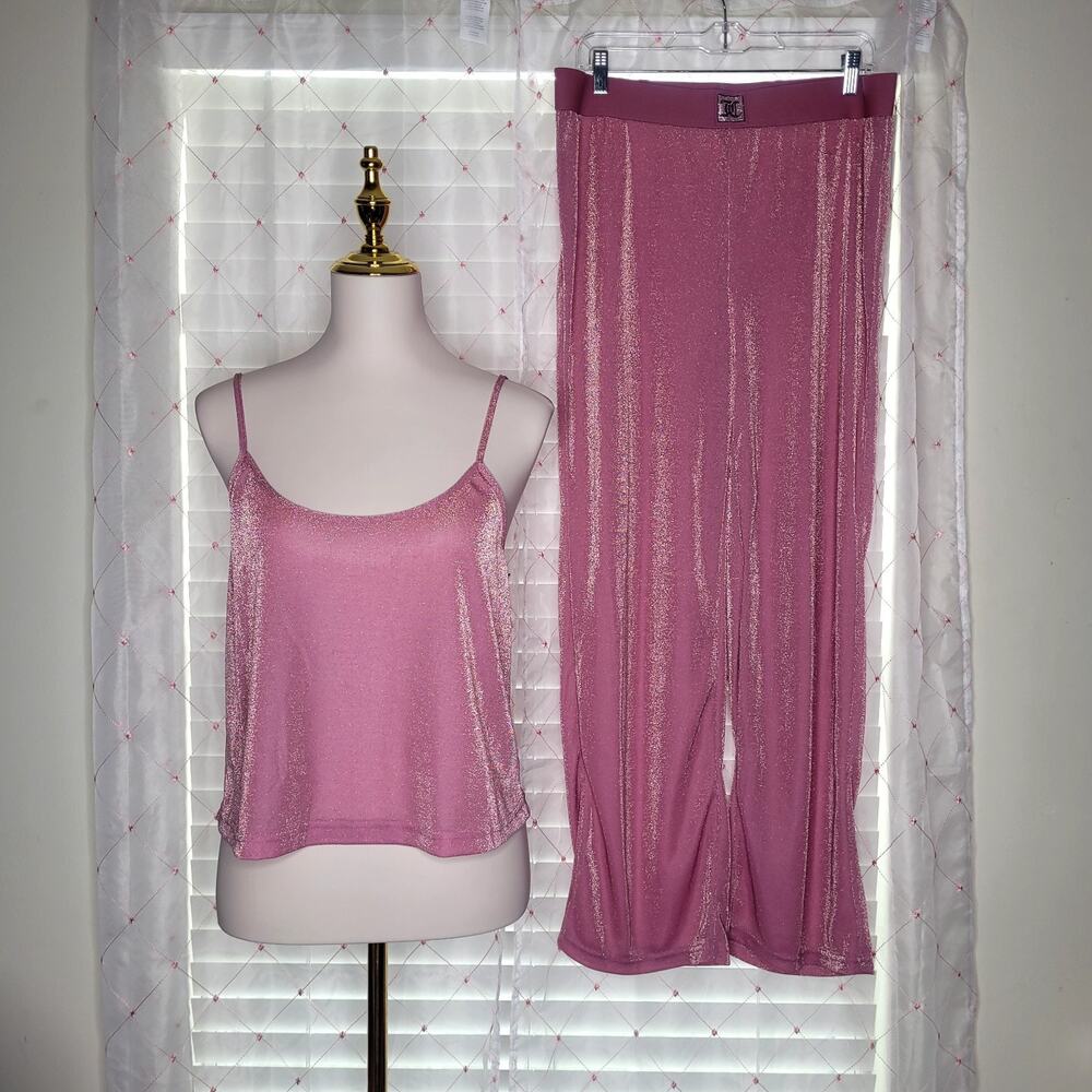 Juicy Couture Pajama Set Moonlite Mauve Pink‎ Gold Dust Fairy Princess Large NWT